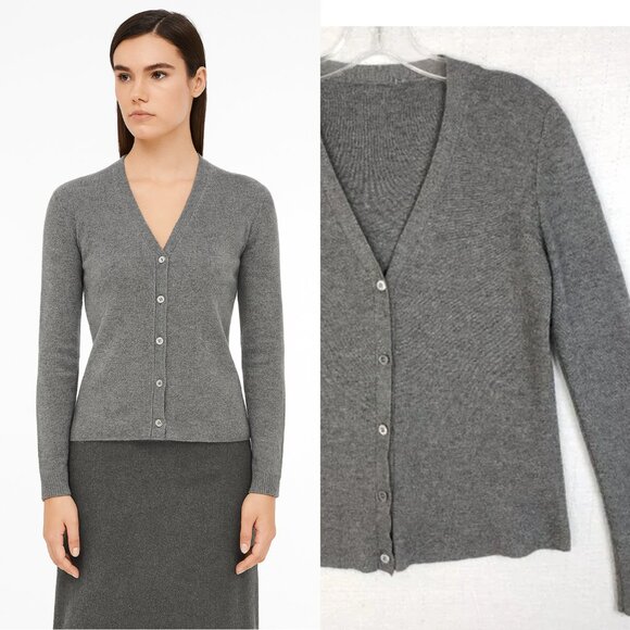 PRADA Cashmere Silk Cardigan Sweater Knit Gray size 42 US 6 Authentic - Picture 1 of 16
